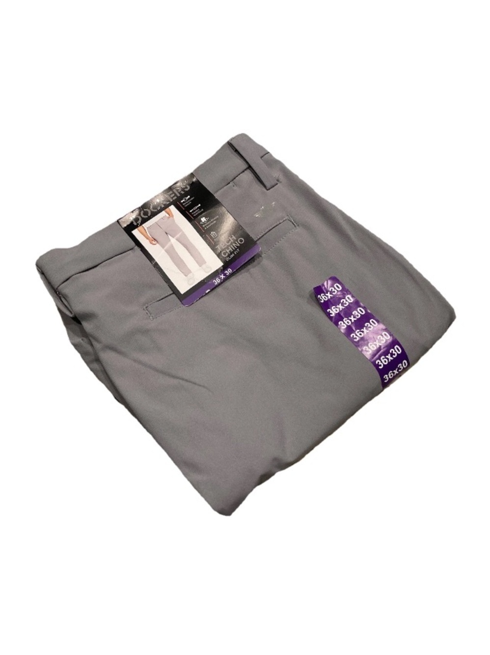Dockers Mens 36x30 Gray Tech Chino Slim Fit Pants NWT